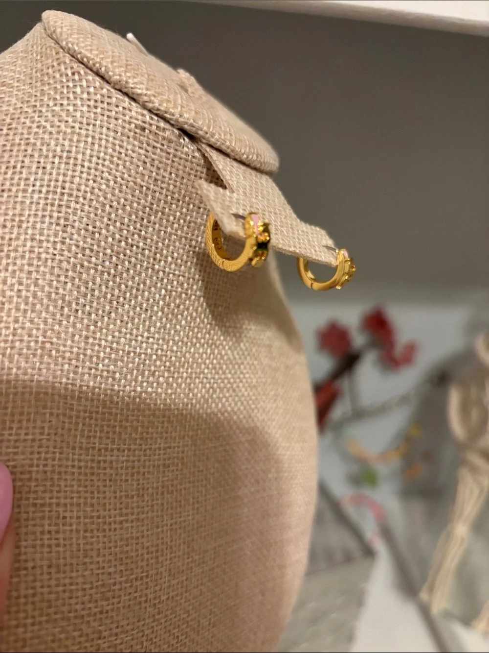 Tory Burch Gold Logo Huggie Hoop Earrings